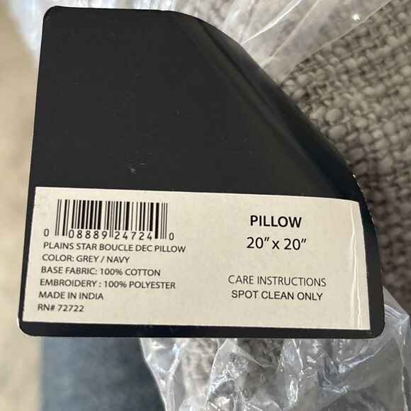 NWT Pendleton Plains star boucle Gray navy Throw Pillow Cotton Aztec 20" x 20 - Picture 7 of 9